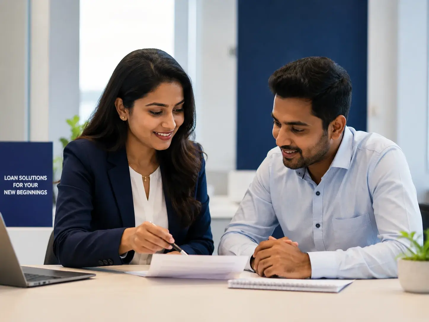Betterloanz advisor explaining loan documents to a customer